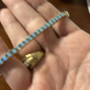 Exquisite blue opal tennis bracelet